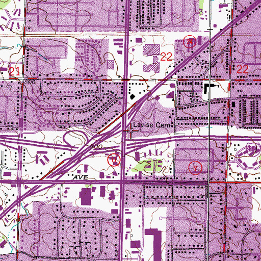 Topographic Map of Lavise Cemetery, WI