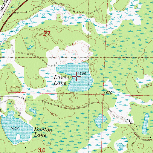 Topographic Map of Lawler Lake, WI