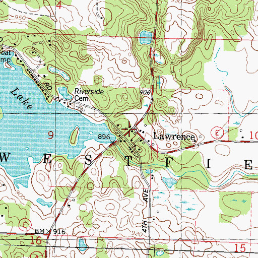 Topographic Map of Lawrence, WI