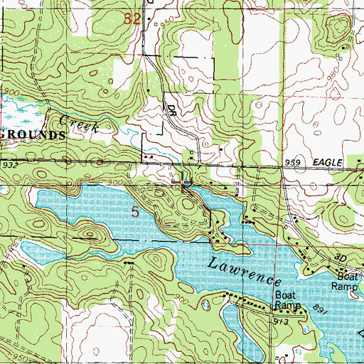 Topographic Map of Lawrence Creek, WI