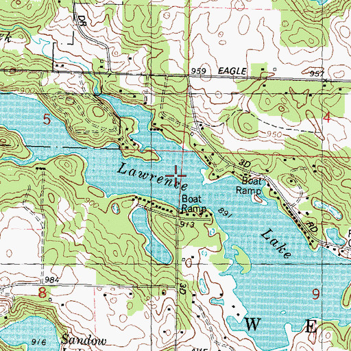 Topographic Map of Lawrence Lake, WI