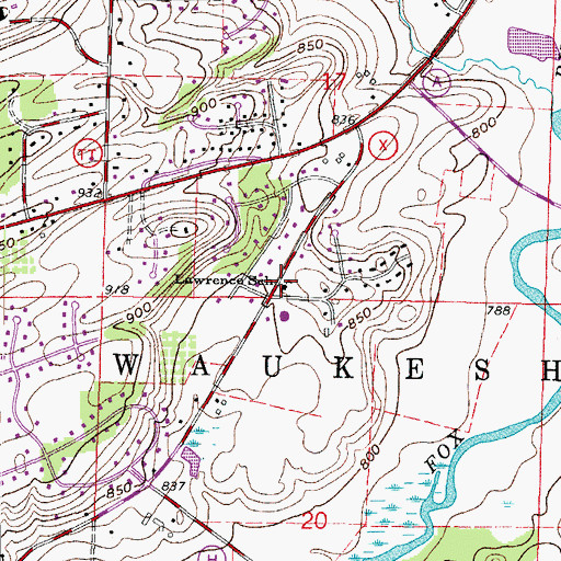 Topographic Map of Lawrence School, WI