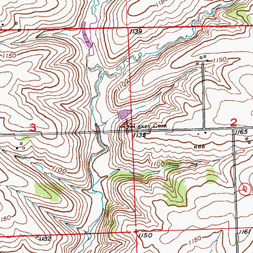 Topographic Map of Laxey Cemetery, WI