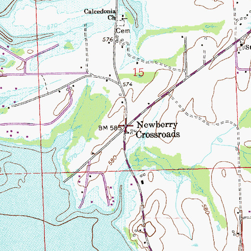 Topographic Map of Newberry Crossroads, AL