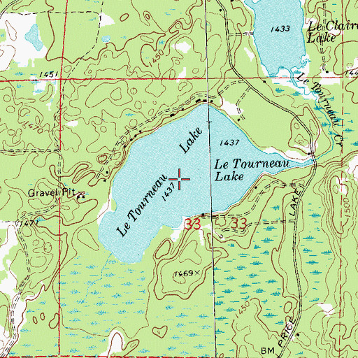 Topographic Map of Le Tourneau Lake, WI