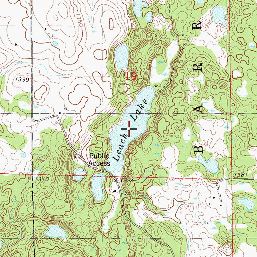 Topographic Map of Leach Lake, WI