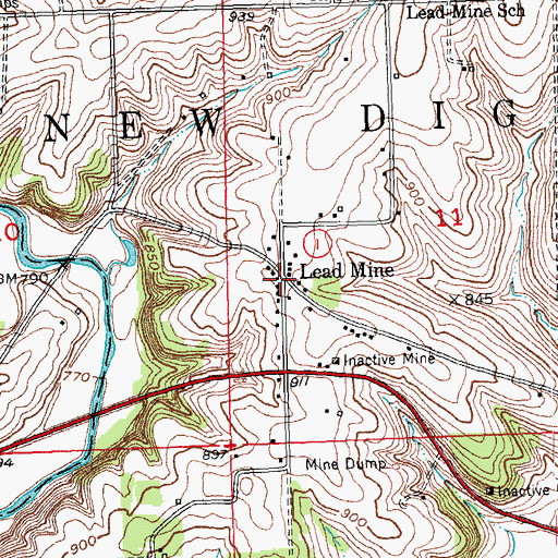 Topographic Map of Lead Mine, WI