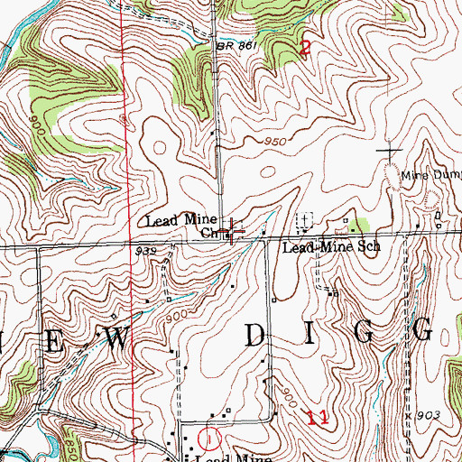 Topographic Map of Lead Mine Church, WI