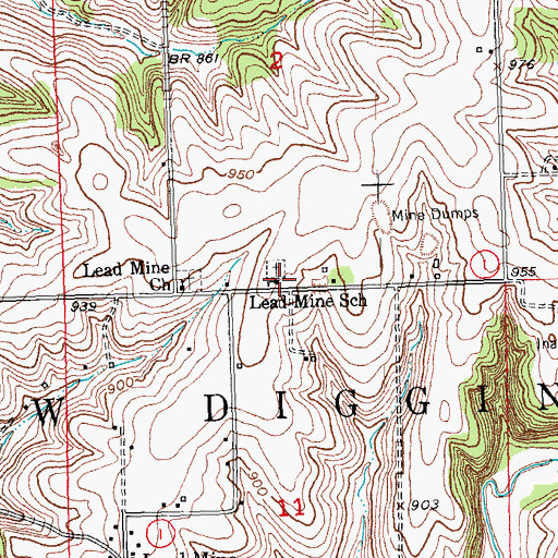 Topographic Map of Lead Mine School, WI