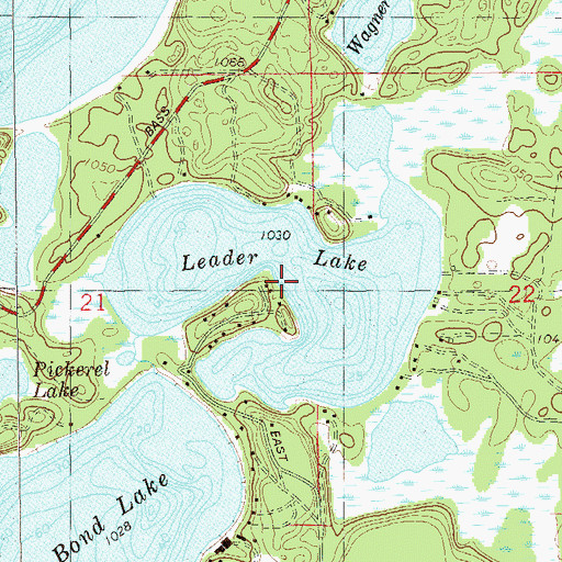 Topographic Map of Leader Lake, WI