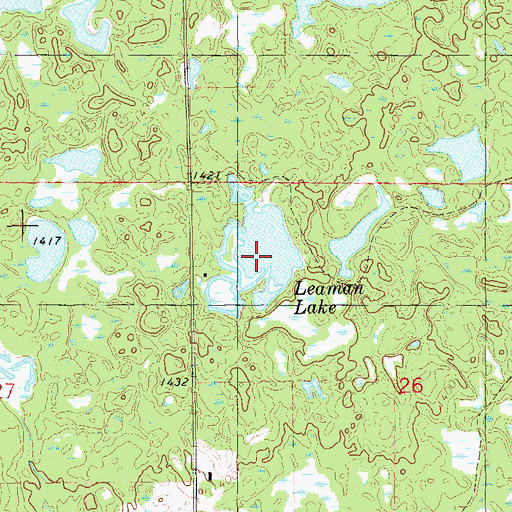 Topographic Map of Leaman Lake, WI