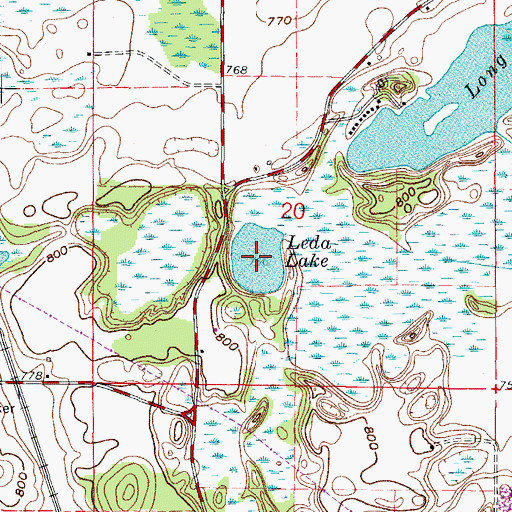Topographic Map of Leda Lake, WI
