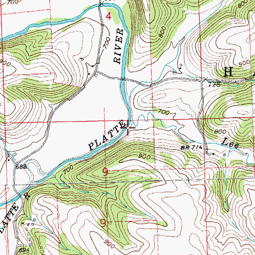 Topographic Map of Lee Branch, WI