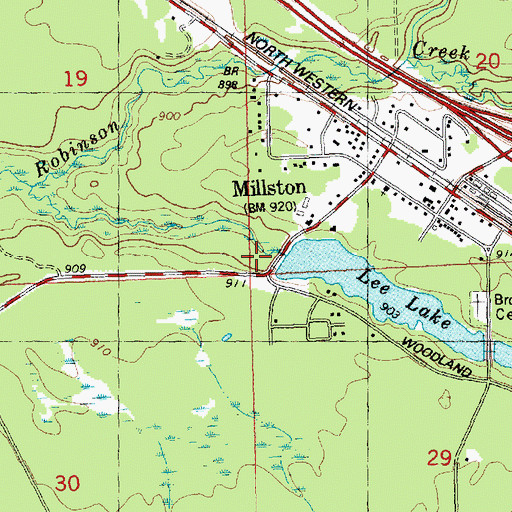 Topographic Map of Lee Lake, WI