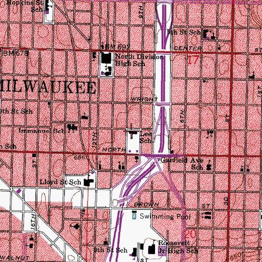 Topographic Map of Lee Elementary School, WI