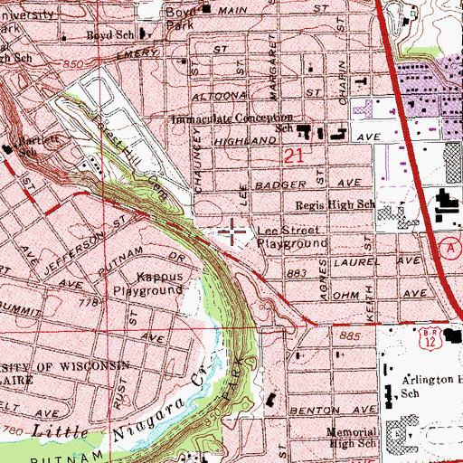 Topographic Map of Lee Street Playground, WI