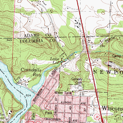Topographic Map of Lake Lee, WI