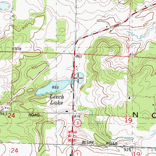 Topographic Map of Leech Lake, WI