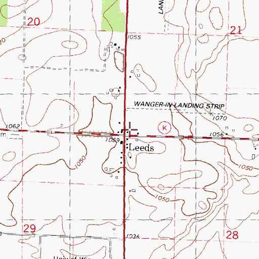 Topographic Map of Leeds, WI