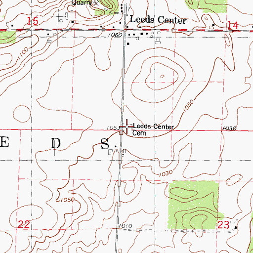 Topographic Map of Leeds Center Cemetery, WI