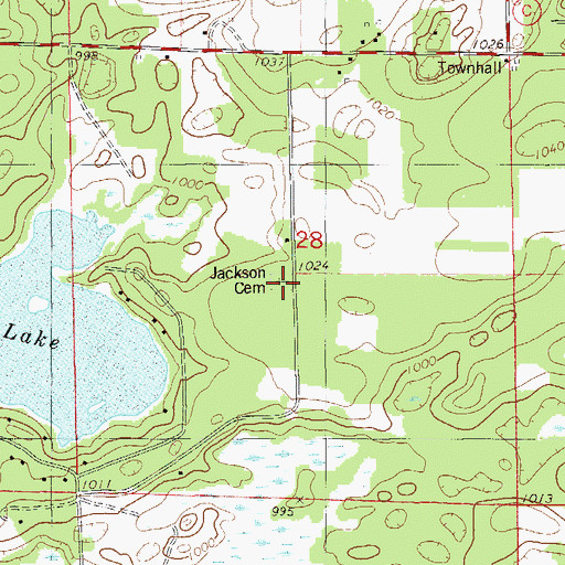 Topographic Map of Jackson Cemetery, WI