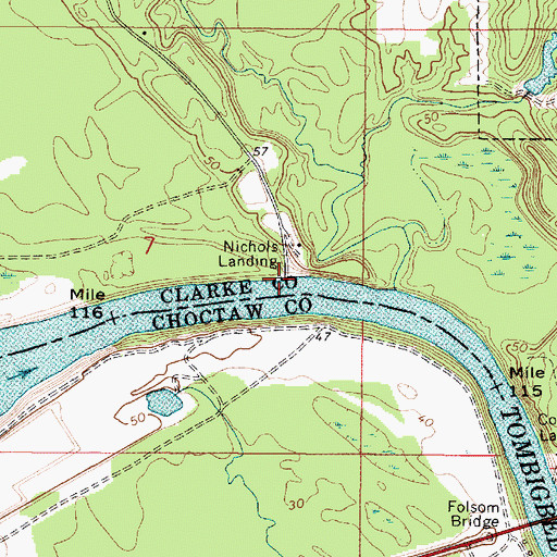 Topographic Map of Nichols Landing, AL