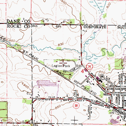 Topographic Map of Legion Park, WI