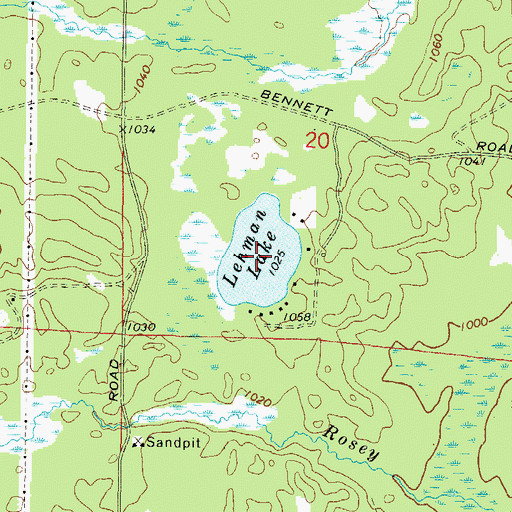 Topographic Map of Lehman Lake, WI