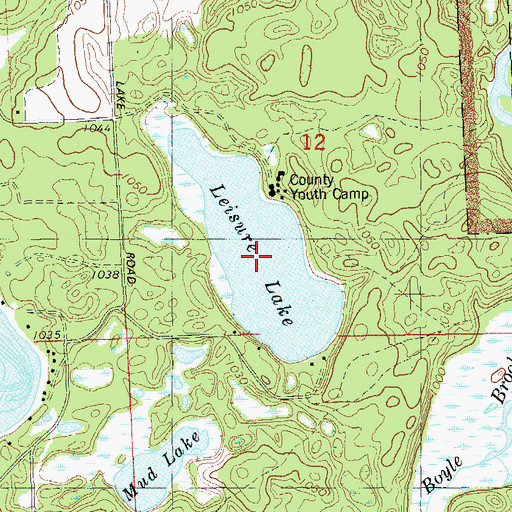 Topographic Map of Leisure Lake, WI