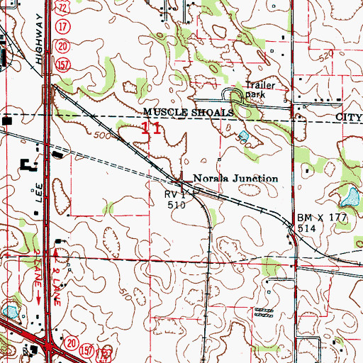 Topographic Map of Norala Junction, AL