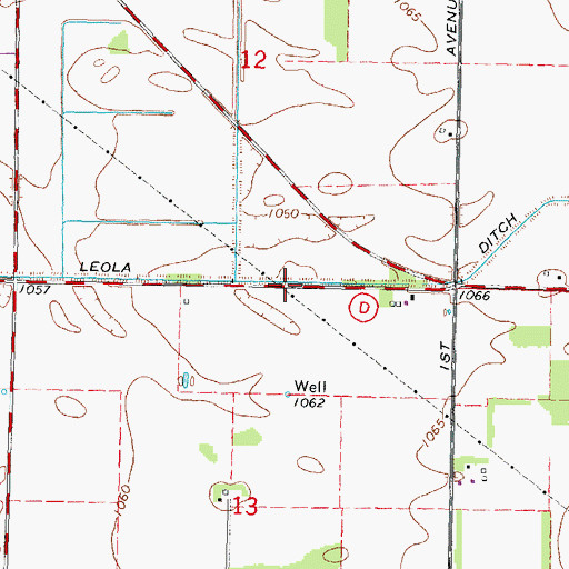 Topographic Map of Leola Ditch, WI