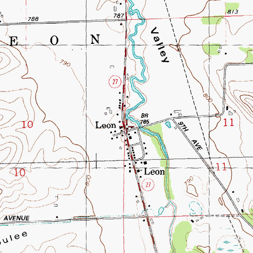 Topographic Map of Leon, WI