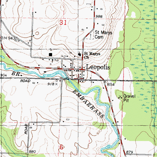 Topographic Map of Leopolis, WI