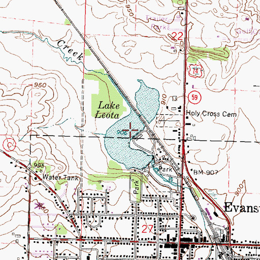Topographic Map of Lake Leota, WI