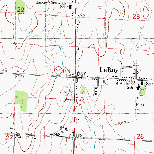Topographic Map of LeRoy, WI