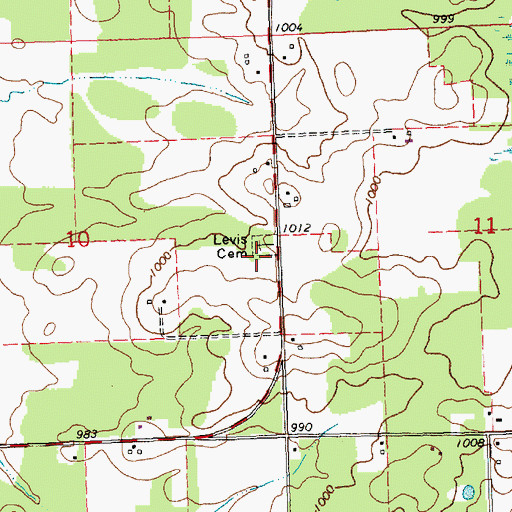 Topographic Map of Levis Cemetery, WI