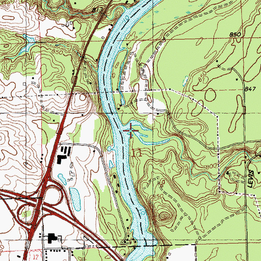Topographic Map of Levis Creek, WI
