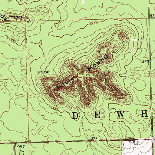 Topographic Map of Levis Mound, WI