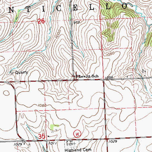 Topographic Map of Levitt School, WI