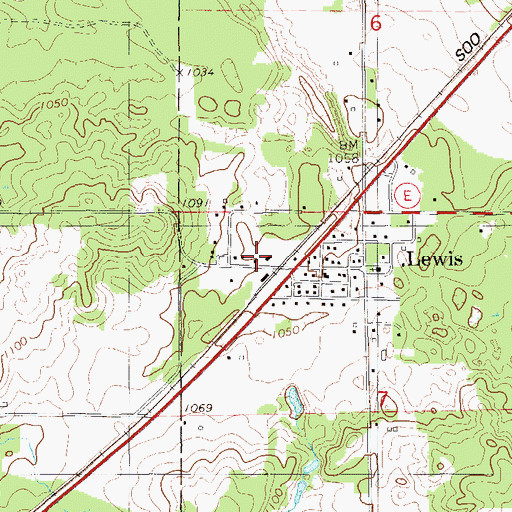 Topographic Map of Lewis, WI