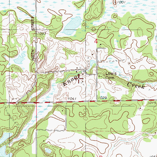 Topographic Map of Lewis Cemetery, WI