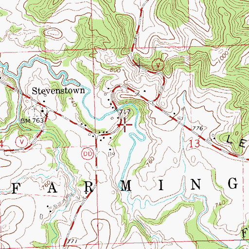 Topographic Map of Lewis Valley, WI