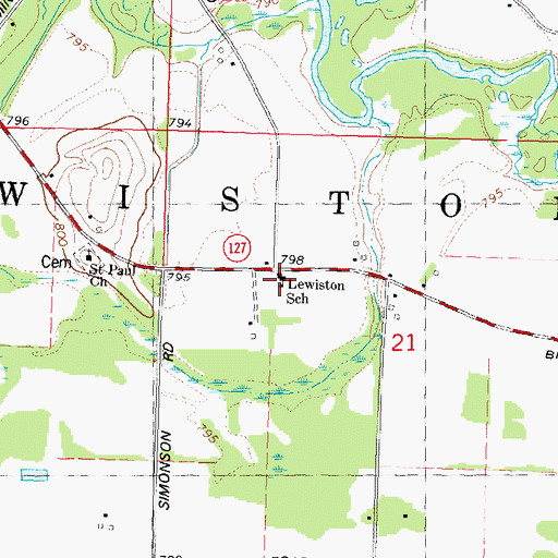 Topographic Map of Lewiston Elementary School, WI