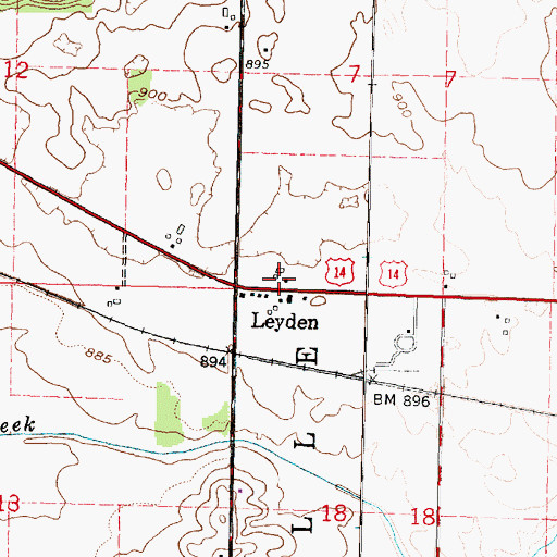 Topographic Map of Leyden, WI