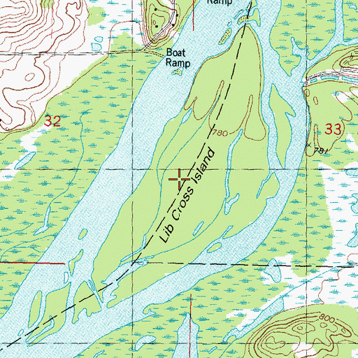 Topographic Map of Lib Cross Island, WI