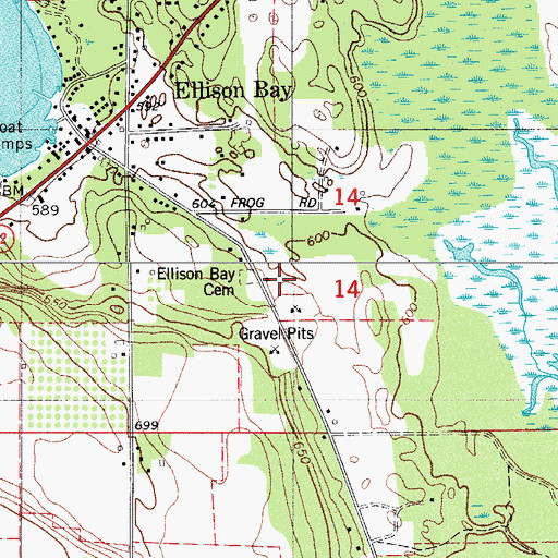 Topographic Map of Liberty Grove Cemetery, WI