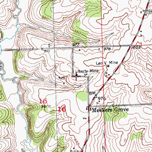 Topographic Map of Liberty Mine, WI