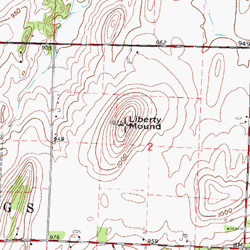 Topographic Map of Liberty Mound, WI