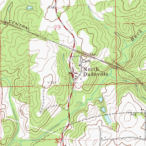Topographic Map of North Dadeville, AL