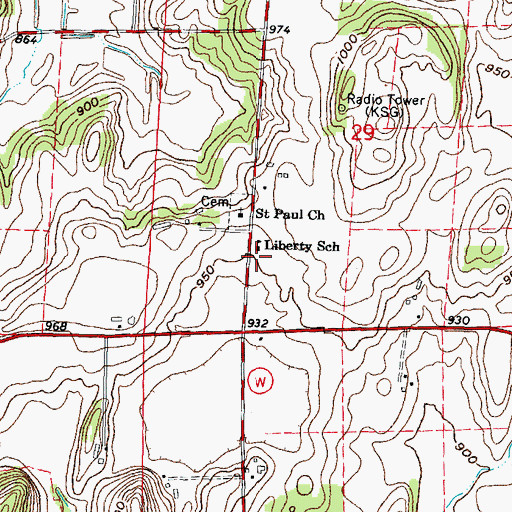 Topographic Map of Liberty School, WI